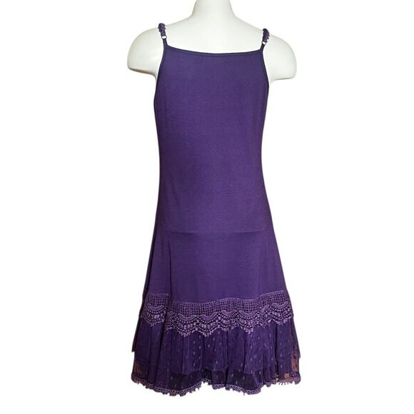 RYU: Purple Women’s 3D Floral Spaghetti Strap Lace Tiered Hem Dress - Picture 5 of 10